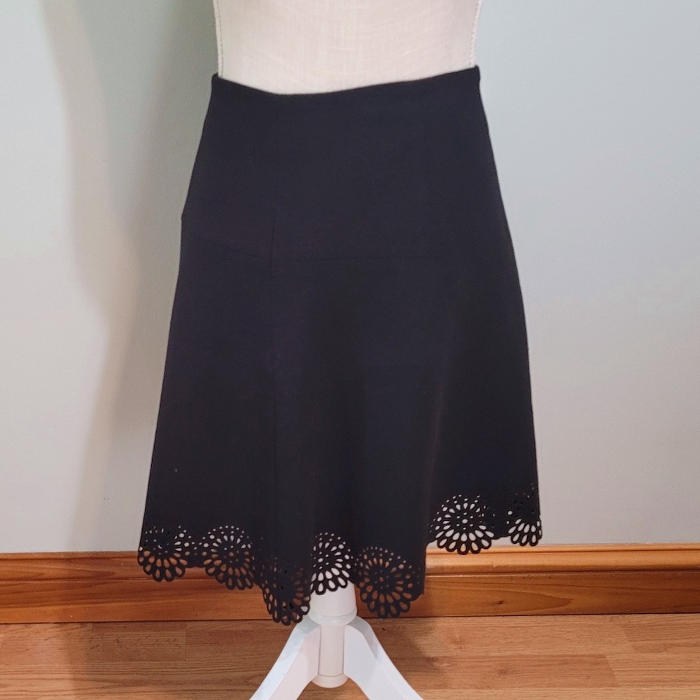 LOFT Lasercut Hem Black Skirt
